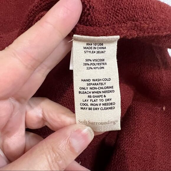 Soft Surroundings Rust Red Viscose Blend Soft Sweater - Picture 8 of 8